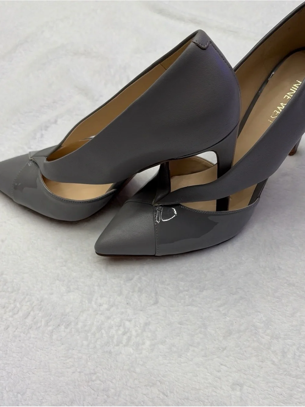 Nine West Gray Pointed Toe Cutout Stiletto Heels